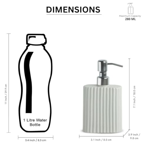 Image of ExclusiveLane 'Ivory Flute' Ceramic Bathroom Accessories Set of 3 (Ceramic Liquid Soap Dispenser Set for Wash Basin, Paste & Toothbrush Holder, Soap Tray) |Hand-Carved |Bathroom Organiser Set
