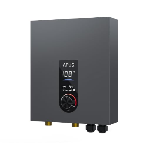Image of APUS 18kW Tankless Water Heater Electric, 240V Instant On Demand Hot Water Heater, Up to 4.4 GPM with LED Display, Space-Saving and Energy-Saving Whole House Water Heater Design