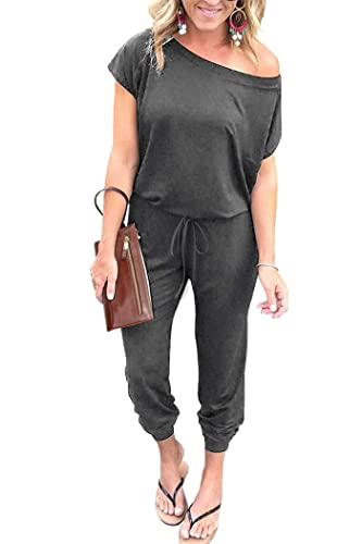 Image of PRETTYGARDEN Jumpsuits for Women 2026 Summer Dressy Off Shoulder Romper Spring Vacation Travel Lounge Outfits Clothes
