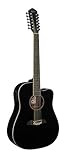 Oscar Schmidt OD312CEB-A Dreadnought (12 String) Cutaway Acoustic Electric Guitar. Black