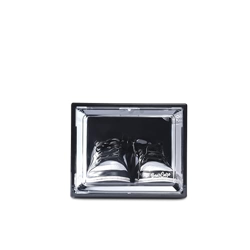 Image of Sneaker Box Black (Pack of 6) | Side-Opening, Heavy-Duty | Stackable Shoe Storage Organizer Crate with Magnetic Closure | Clear Sneaker Display & Dust-Proof Access Container