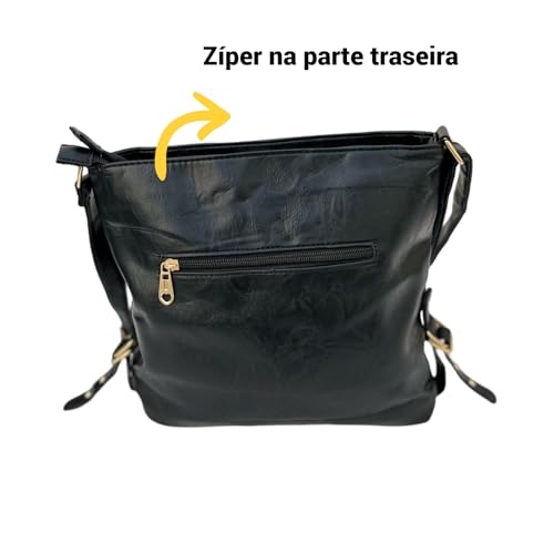 Bolsa Feminina Transversal Tiracolo Alça de Ombro, Preto, Média