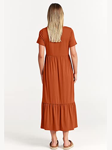 Image of ANRABESS Womens 2026 Summer Casual Maxi Dress A line Tiered Flowy Short Sleeve Crewneck T Shirt Beach Travel Long Dresses