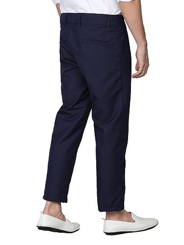 Image of CHKOKKO Men Mid Rise Slim Fit Solid Regular Trouser