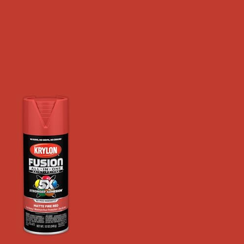 Image of Krylon Fusion All-In-One Adhesive Spray Paint for Indoor /Outdoor Use, 12 oz, Fire Red