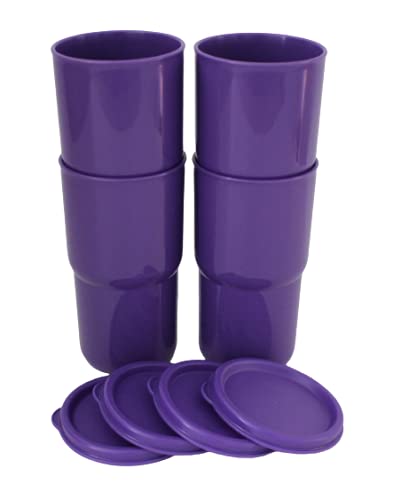 Verres empilables Tupperware violet gobelet plastique table 350ml