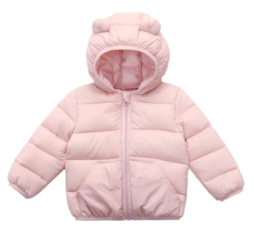Happy Cherry Toddler Boy Girls Quilted Lightweight Jacket with Bear Ear Packable Puffer Coat Zip Up Hooded Outerwear 1-5