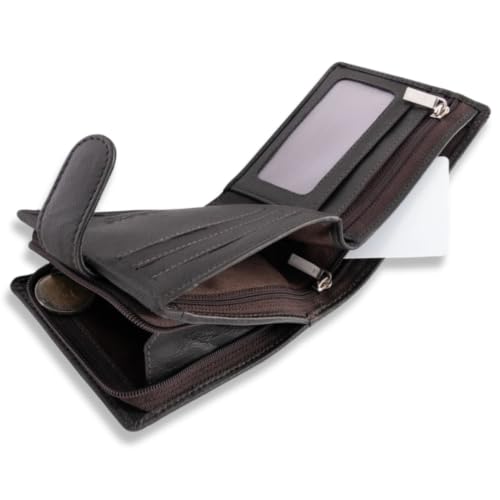 Portefeuille en cuir véritable pour homme avec blocage RFID et porte-monnaie