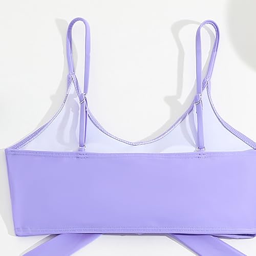 3 Piece Bathing Suits for Girls Cute Quick 𝐃ry Solid Color 𝐂riss C𝐫oss Bikini & Cover Up Floral Skirt Swimsuit2