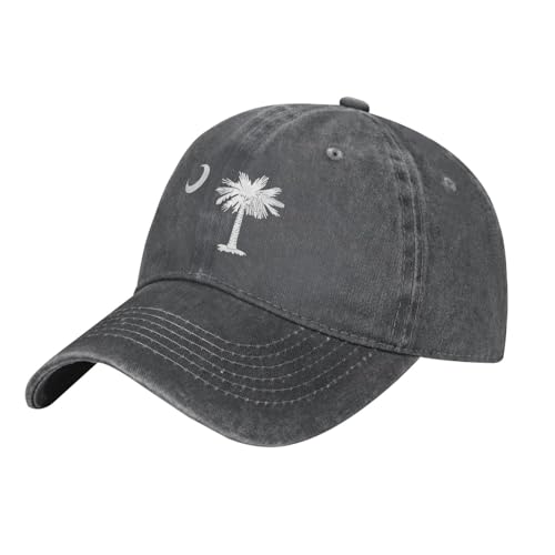 axxor South Carolina Palmetto Trees Cowpoke Cap Adjustable Classic Vintage Distressed Denim Baseball Cap for Men Women Deep Heather