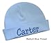 Funny Girl Designs 100% Cotton Embroidered Light Blue Baby Boy Hat Personalized Keepsake