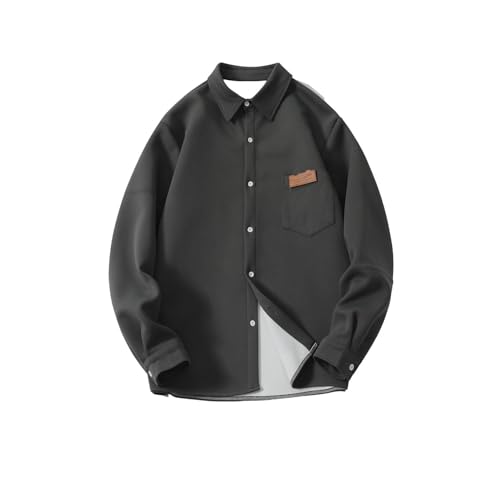 Chemise à manches longues homme gris foncé casual pour le printemps et l'automne