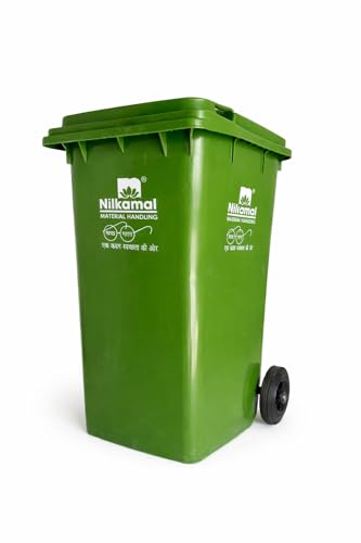 Image of Nilkamal Manual-Lift Garbage Waste Dustbin with Wheels (240 LTR, Green)