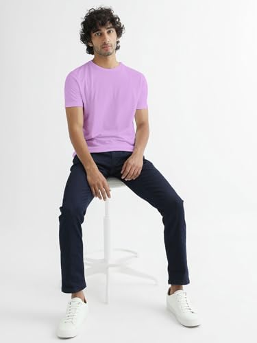 Image of Veirdo Regular Fit Half Sleeves Round Neck Solid Pure Cotton T-Shirt for Men (Available in White, Black, Swan White, Mustard, Maroon, Green, Lilac, Navy, Red Color)