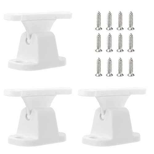 MIPIACE 3 Piezas Retenedor Puerta Autocaravana Blanco con 12 Tornillos Retenedor Puerta Caravana de Plástico Cierre de Puerta para Caravana para Autocaravanas Barcos Camping Accesorios Caravana