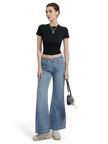 Crewneck Short Sleeve T Shirts for Women Fitted Basic TeesY2k Going Out Tops3