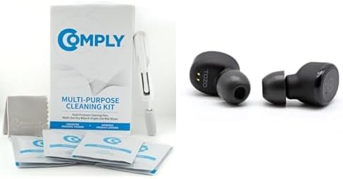 Comply Multi-Purpose Earbud Cleaning Kit Bundle with TW-200-C Memory Foam Replacement Earbud Tips for Anker Soundcore, Sennheiser, JBL, SoundPEATS & More, TOZO, Soundcore, Black, S/M/L (3 Pairs)