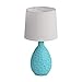 Simple Designs LT2003-BLU Textured Stucco Ceramic Oval Table Lamp with White Fabric Shade, Blue