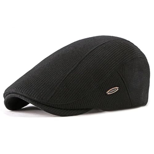 Béret tricoté homme haut de gamme casquette plate d'hiver rétro