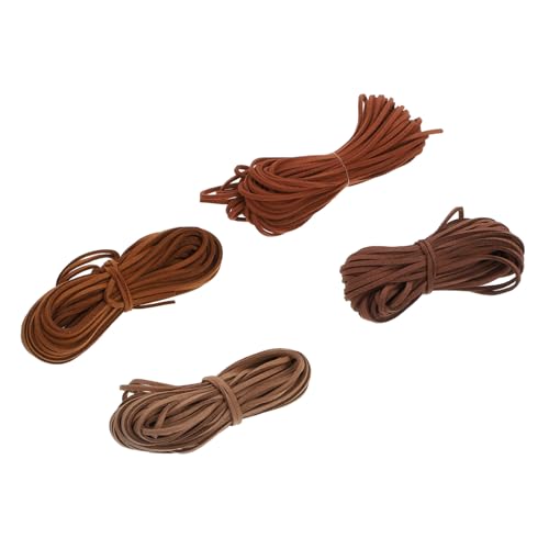 Gadpiparty 4 Piezas Cuerda de Gamuza Trenzada para Hacer Pulseras y Cuentas Metros Rojo Café Camello y Amarillo Café Material Resistente para Bisutería DIY