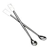 MeevrgR 2 x 20 cm doppelendige Edelstahl-Löffel, Spachtel, für Labor und Chemikalien