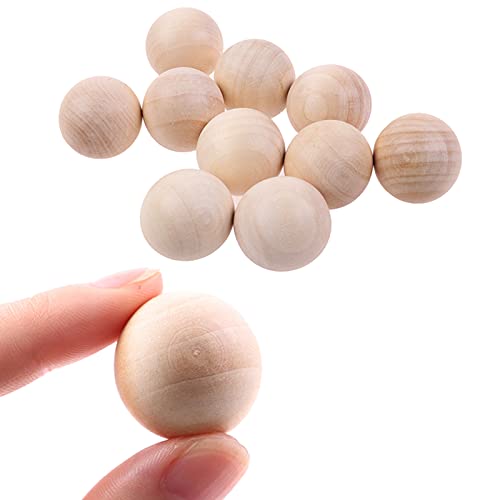 FADACAI Runde Holzperlen ohne bohrung,Holz Unvollendete Bastelkugeln Wooden Loose Beads Naturfarben zum Basteln und Bemalen DIY-Projekte Kunst Bastelbedarf,25mm,60 Stücke Cover