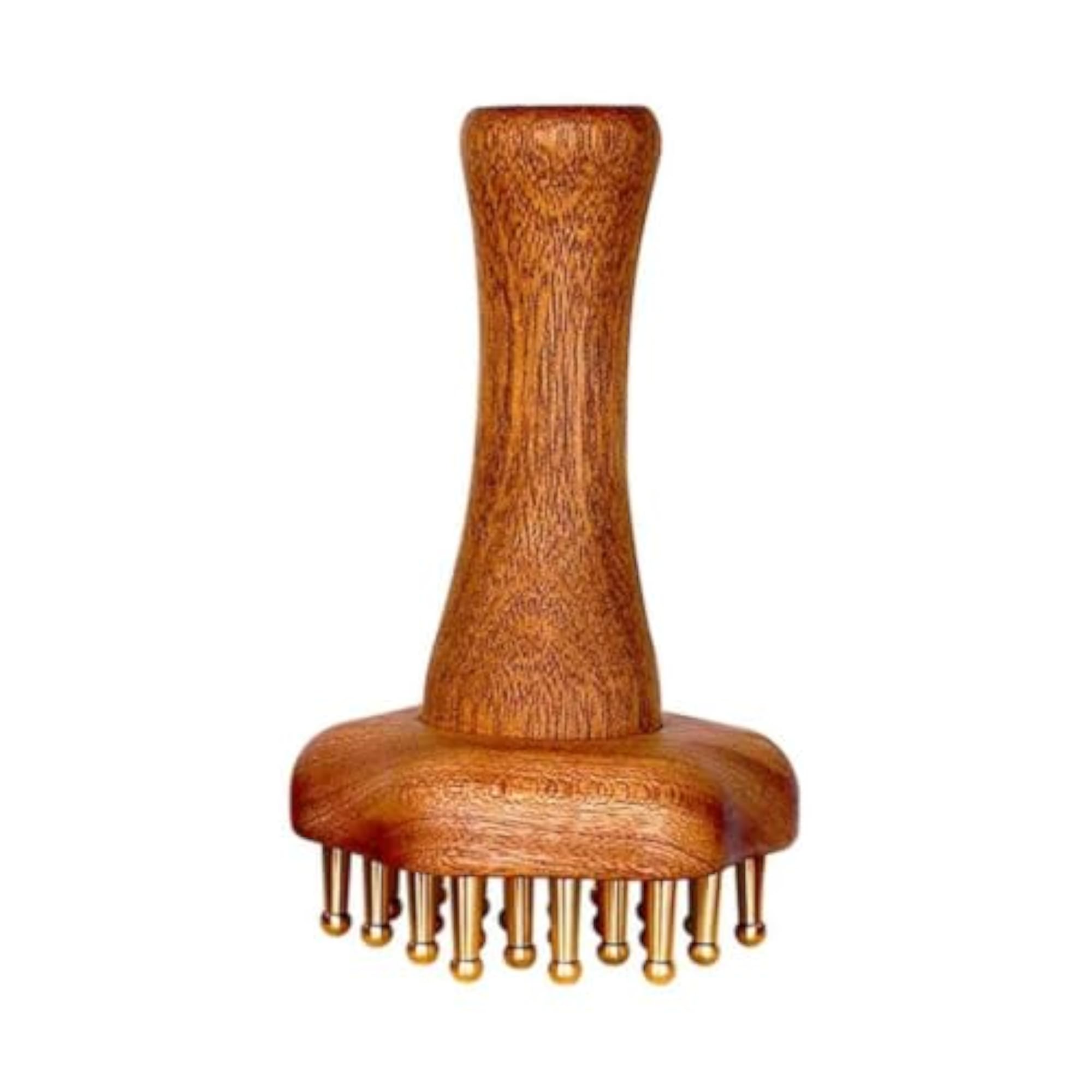 Brass Massage Scraper with Wooden Brush