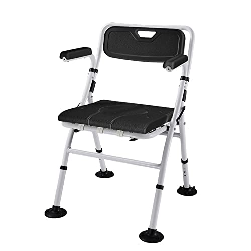 Ddtp Stools,Folding Chair For Toilet Or Shower, Shower Chair With Free Suction Assist Shower Handle Largete Anti-Slip Bench Bathtub Stool Seat With Aluminum Legs/Black #TOP7