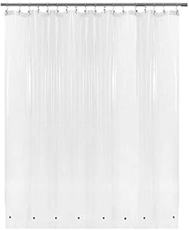 Barossa Design Extra Wide Shower Curtain Liner 108" x 72" with 8 Magnets - Waterproof PEVA Around Shower Liner for Bathroom, PVC Free, Metal Grommets - Clear, 108X72
