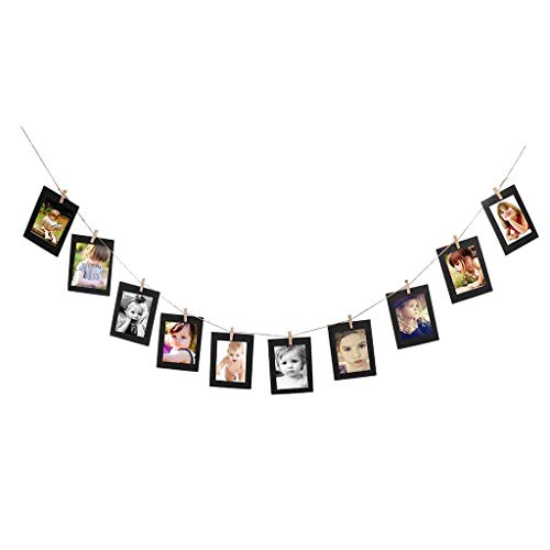 Image of Party Propz Paper Photo Frame - 10 Pcs 5x7 Kraft Paper Picture Frames DIY Cardboard Photo Frames with Wood Clips and Jute Twine (Black) | photo frame for wall | photo frame for wall decoration