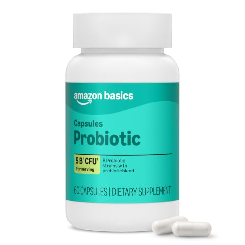 Amazon Basics Probiotic 5 Billion CFU, 8 Strains, 60 Count Vegetarian Capsules - image 1