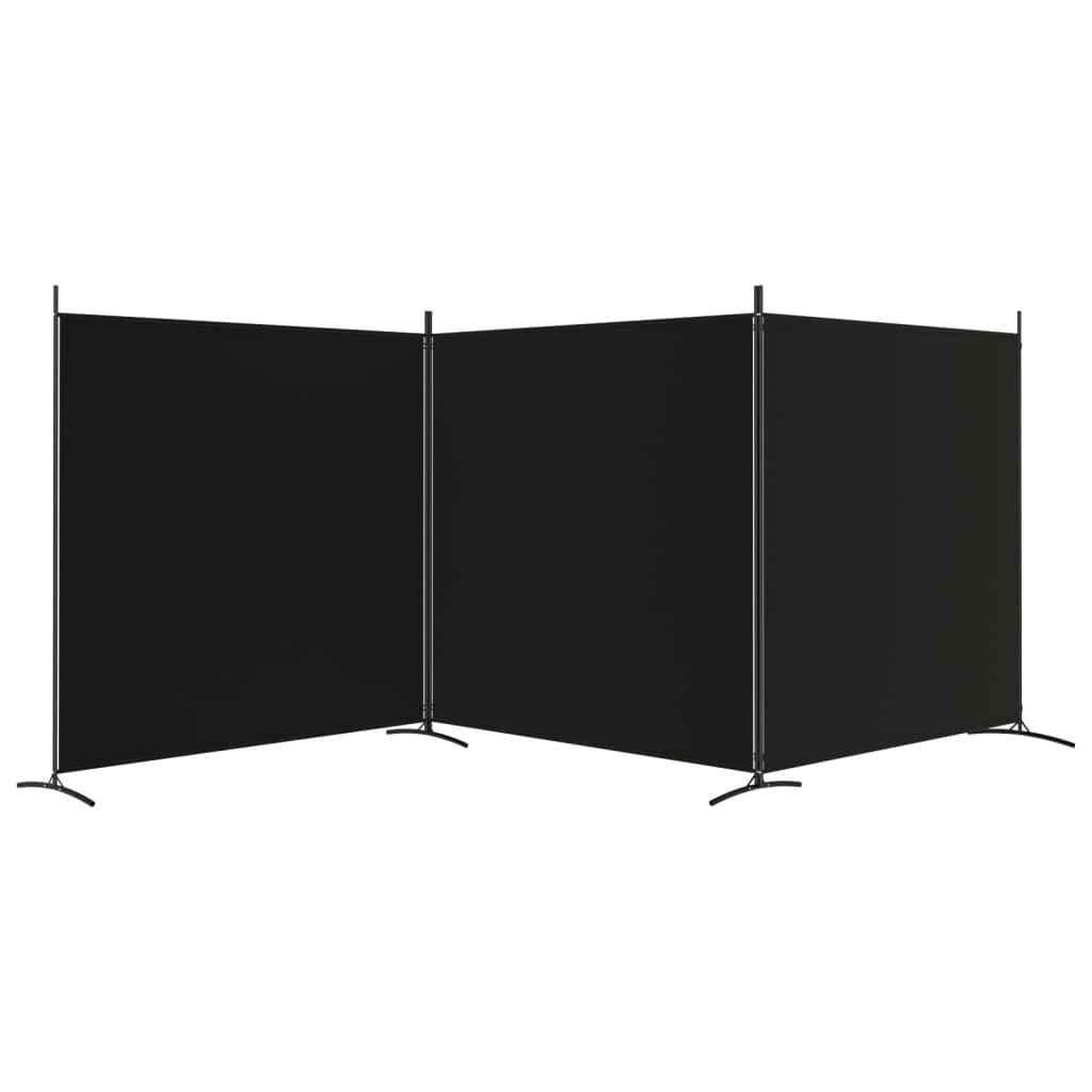 Paravent 3 Panneaux Noir 525x180 cm Tissu Séparation de Pièce Polyvalente Cloison de Séparation de Chambre Espace Privé Séparation de Salon Cuisine Mur de Fond Bloquer Le Soleil