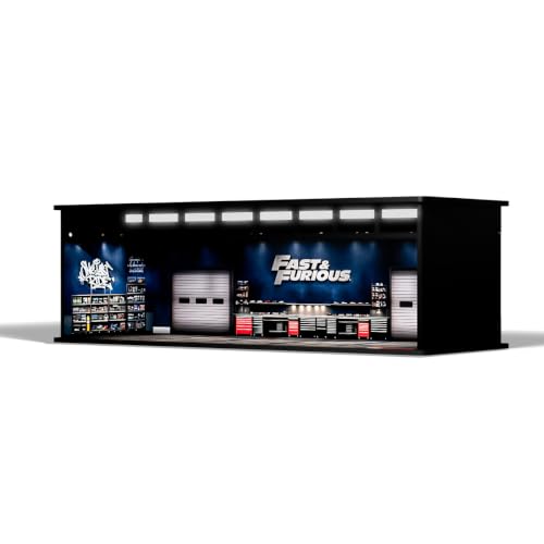 Image of DCO Diorama Garage F&F Display Vault Series | Premium 1:64 Diecast Car Display for 5+ Diecast Cars with Internal LED Lighting | Collector Showcase Only | Cars Not Included