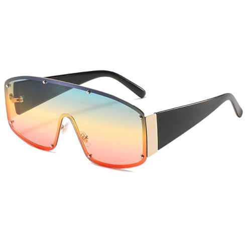 Lunettes de soleil carrées sans monture vintage nuances UV400 pour femmes et hommes