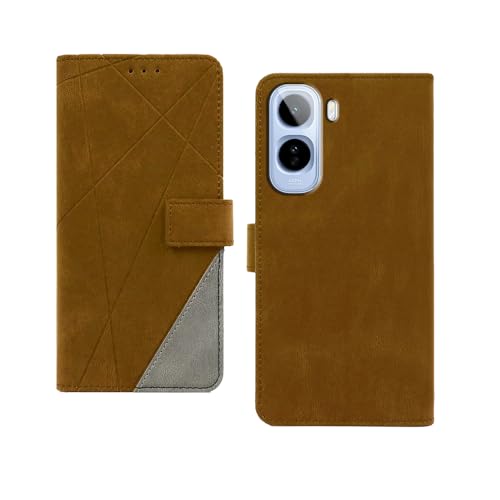 Image of amazon basics Vivo T5 Pro 5G Flip Cover | Card Pockets Wallet & Stand | Flip Cover for Vivo T5 Pro 5G (Brown with Grey)