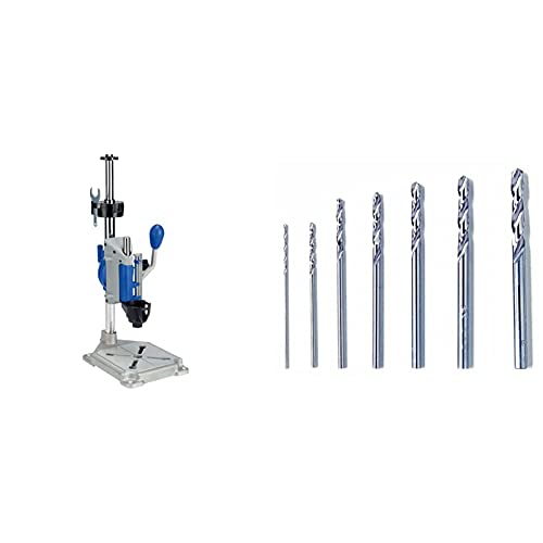 Support perceuse à colonne DREMEL - Dremel 220, Workstation & 628 Lot de 7 Forets de Perçage pour Percer dans le Bois et les Métaux non ferreux de 0,8 à 3,2mm
