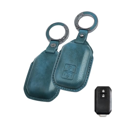 Image of keyzone dual leather key cover for Swift, DZire, Baleno, Ertiga, Grand Vitara, Brezza, Fronx, Jimny XL6, Ignis, Glanza, Urban Cruiser Hyryder, Rumion 2 button smart key