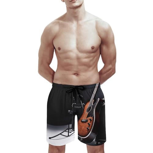 Mens Shorts Musical Instrument Guitar Men Swim Trunks Quick-Dry Beach Shorts with Drawstring Pocket Bathing Suit3