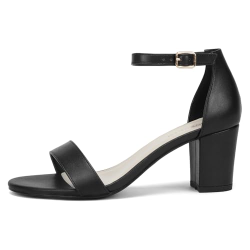 Image of Women's Heeled Sandals Open Toe Ankle Strap 2.5-Inch Chunky Heels Dress Shoes Wide Feet Friendly