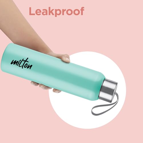 Image of Milton Halo 900 Steel Thermoware, Inner Steel, PU Insulated, Leak Proof Water Bottle for School Kids, Office, Gym, Easy to Carry Strap, 600 ml, Aqua Green