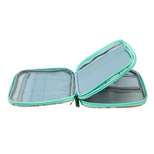 Jorisha Knitting Needles Case Crochet Hooks Organizer Zipper Bag,Portable Travel Storage Pouch Bag For Carrying Circular Knitting Needles,Crochet Hooks,Knitting Accessories,Sewing Tools(Green Lily) #TOP3