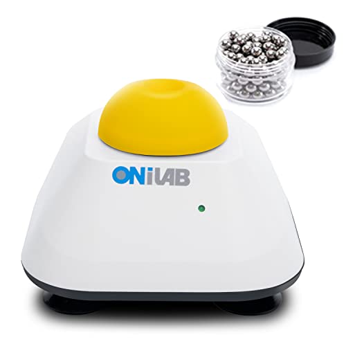 ONiLAB Mini Vortex Mixer mit Touch Funktion Labor Mischen Nagellack Wimpernklebstoffe und Acrylfarben Mischen Labor Vortex mit stabiler Aluminium Gussbasis 120pcs 7/32in Mischkugeln Gelb