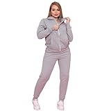 Conjunto Moletom Feminino com Capuz, Blusa e Calça, Zíper Frontal, Cinza (Cinza, M)