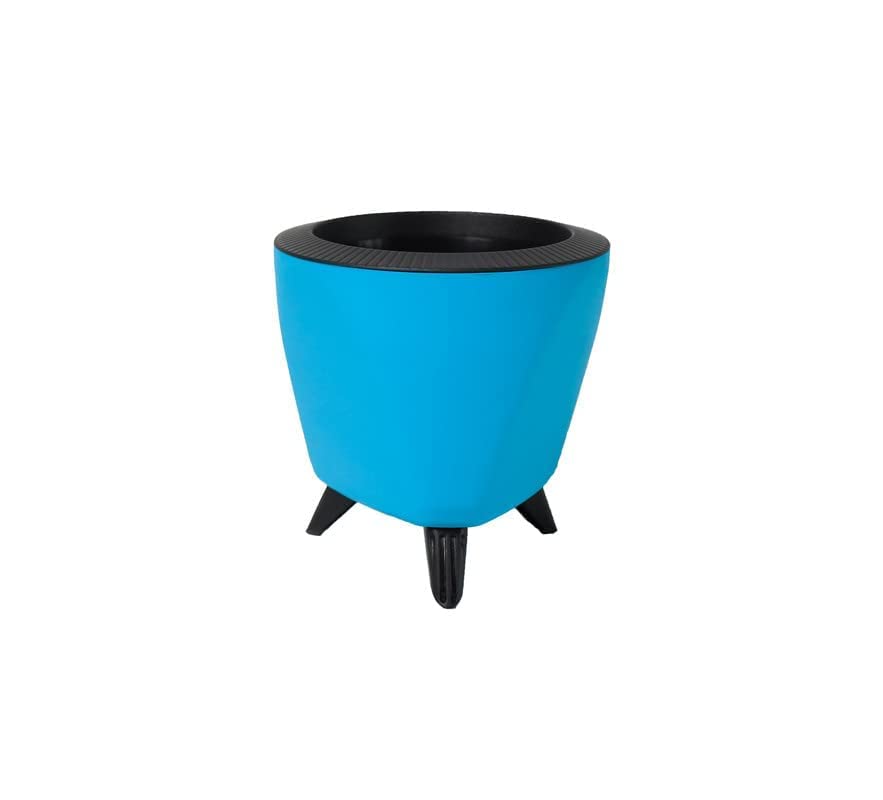 Image of Garden Art (Pack of 4 Indoor Outdoor Self Watering Planter Home Living Room Office Tabletop Decorative Plastic Flower Pot 5.1 Inch (Blue, 4) PPLAB