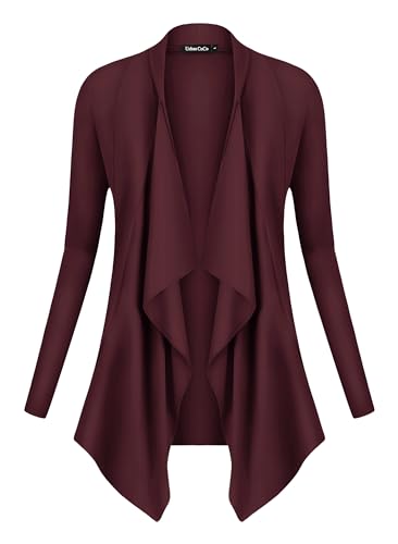 Image of Urban CoCo Women's Drape Front Open Cardigan Long Sleeve Irregular Hem