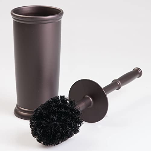 Image of mDesign Toilet Bowl Brush and Holder - Covered Bathroom Toilet Brush - Standing Toilet Bowl Scrubber in Modern Holder - Compact, Space Saving, Deep Cleaning Brush for Toilet - Hyde Collection - Bronze