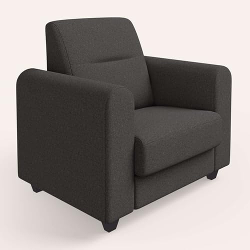 Image of Interio by Godrej Sofa Aspire 1 Seater Fabric Sofa for Living Room, 1-Year Warranty, Solid Wood, Graphite Grey