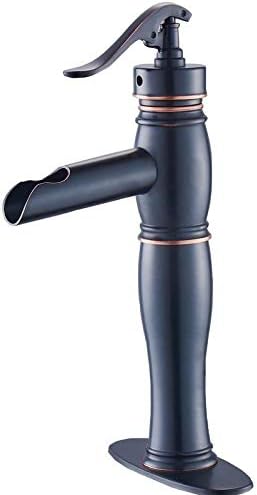 SOQO Rustic Oiled Rubbed Bronze bathroom Sink faucet 1-handle Bathroom Waterfall Bathroom Basin Tall Faucet Mixer Tap (Oil Rubbed Bronze-Tall)