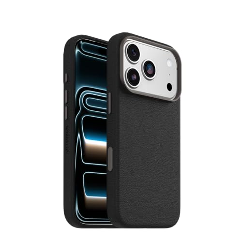 Image of OtterBox iPhone 17 Pro Symmetry Series Cactus Leather Case - Noir Ash - Black - Slim, Premium Protective iPhone Case