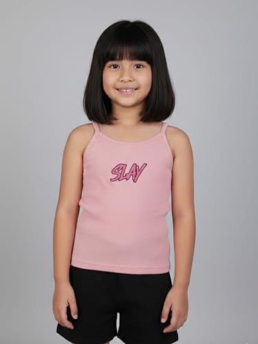 Image of KiddoPanti Girls 100% Cotton Printed Camisoles Tank Top Slips Pack of 3